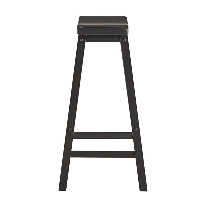 iNSPIRE Q Saddleback Wood Bar Height Stools (Set of 2) in Vulcan Black