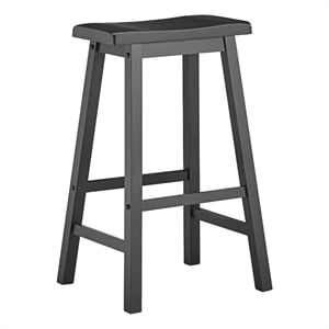 iNSPIRE Q Saddleback Wood Bar Height Stools (Set of 2) in Vulcan Black