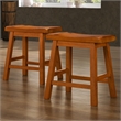 iNSPIRE Q Saddleback Wood Stools (Set of 2) in Oak