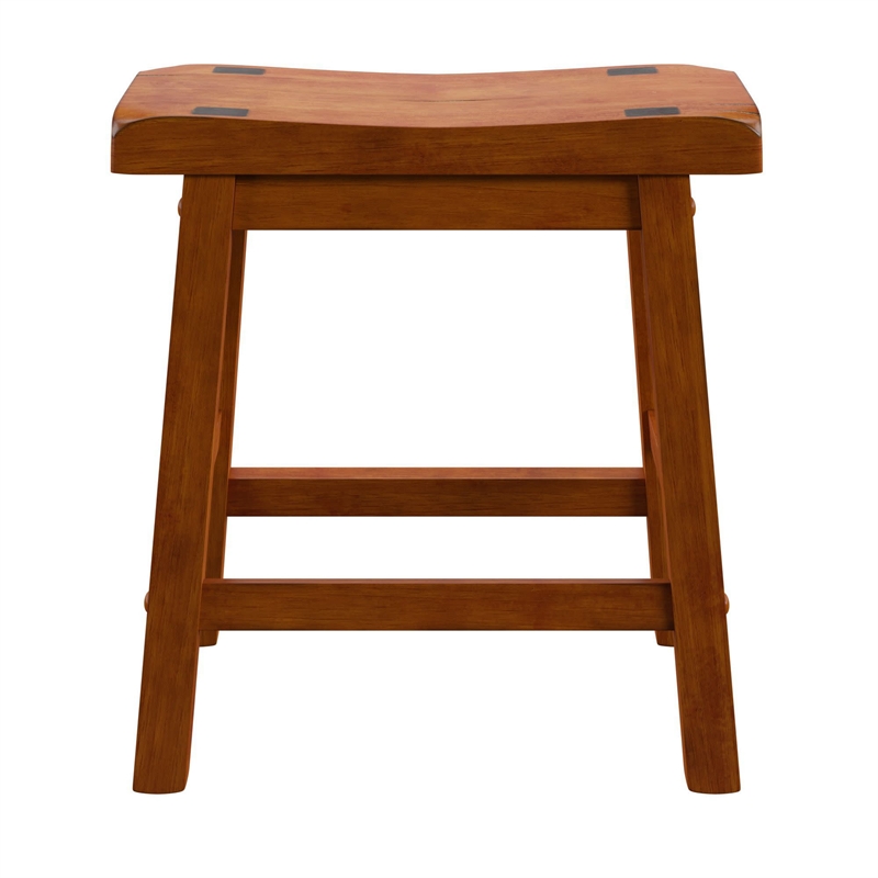 iNSPIRE Q Saddleback Wood Stools (Set of 2) in Oak