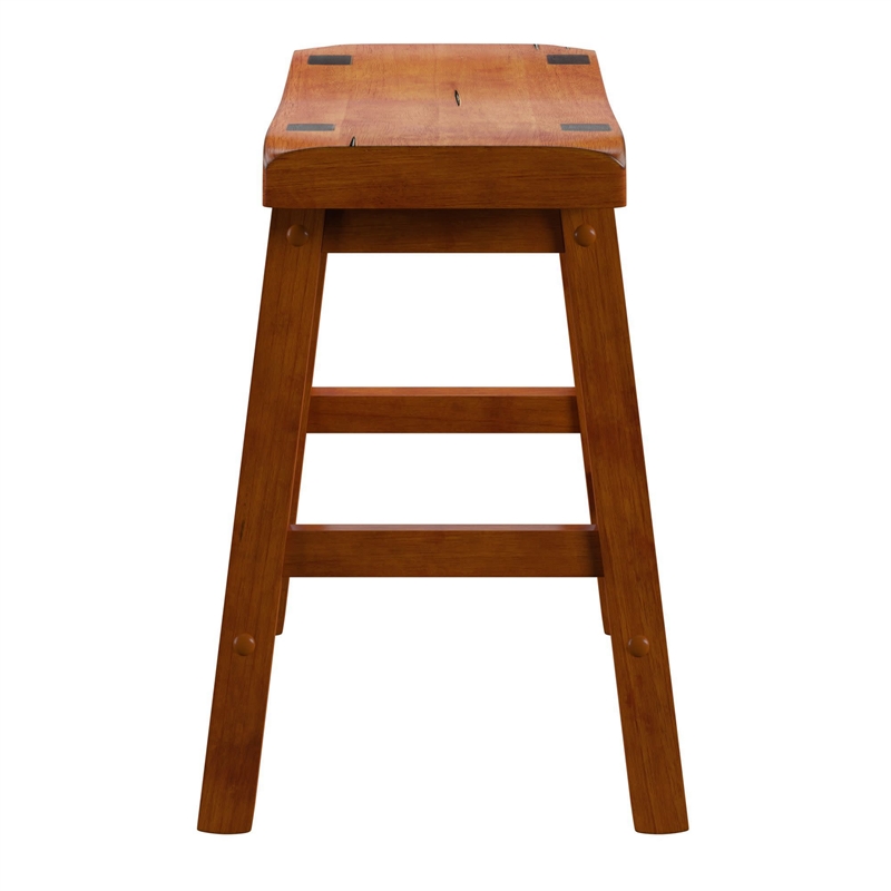 iNSPIRE Q Saddleback Wood Stools (Set of 2) in Oak