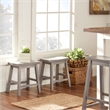 iNSPIRE Q Saddleback Wood Stools (Set of 2) in Frost Gray Finish