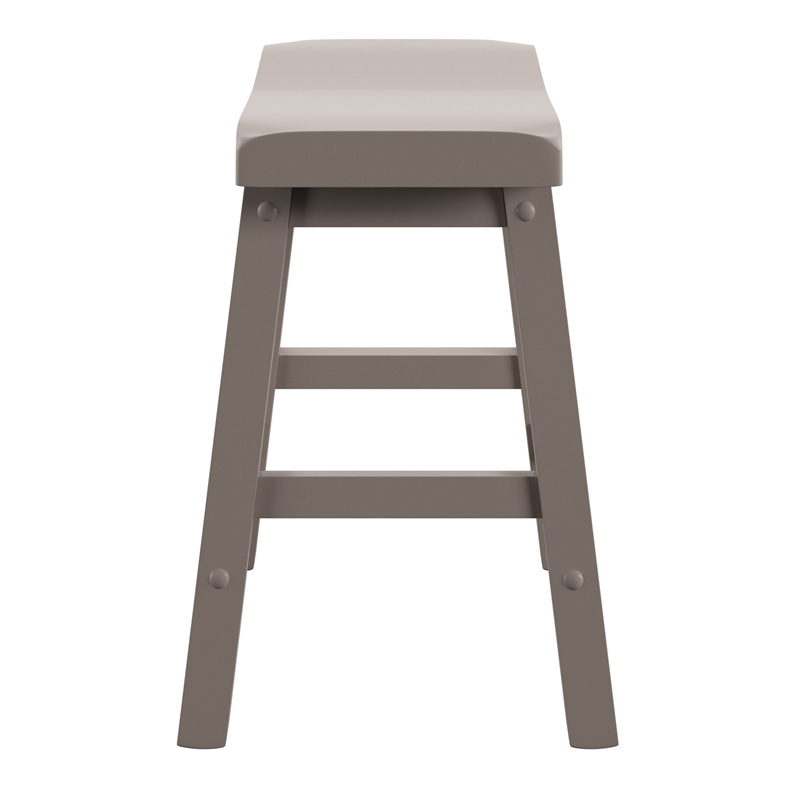 iNSPIRE Q Saddleback Wood Stools (Set of 2) in Frost Gray Finish