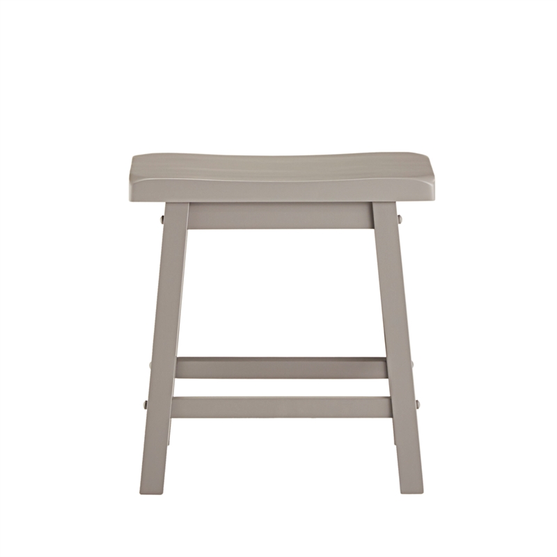 iNSPIRE Q Saddleback Wood Stools (Set of 2) in Frost Gray Finish
