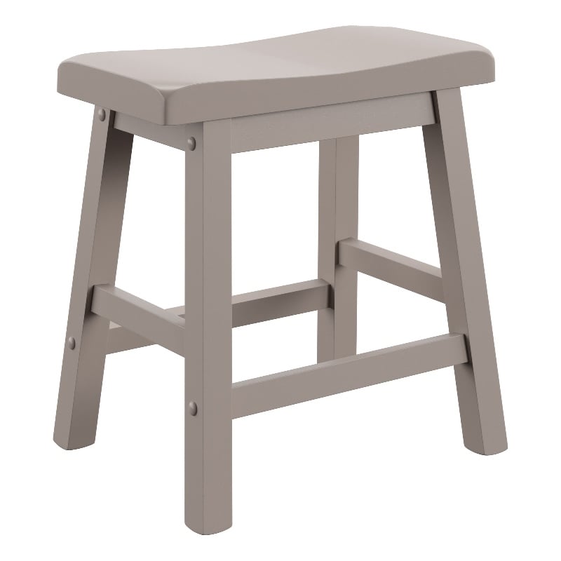 iNSPIRE Q Saddleback Wood Stools (Set of 2) in Frost Gray Finish