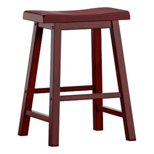 iNSPIRE Q Saddleback Wood Counter Height Stools (Set of 2) in Antique Berry Red