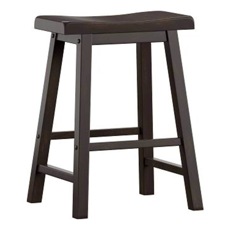 iNSPIRE Q Saddleback Wood Counter Height Stools (Set of 2) in Antique Black