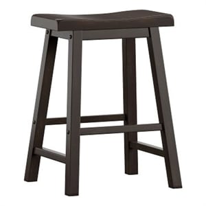 iNSPIRE Q Saddleback Wood Counter Height Stools (Set of 2) in Antique Black