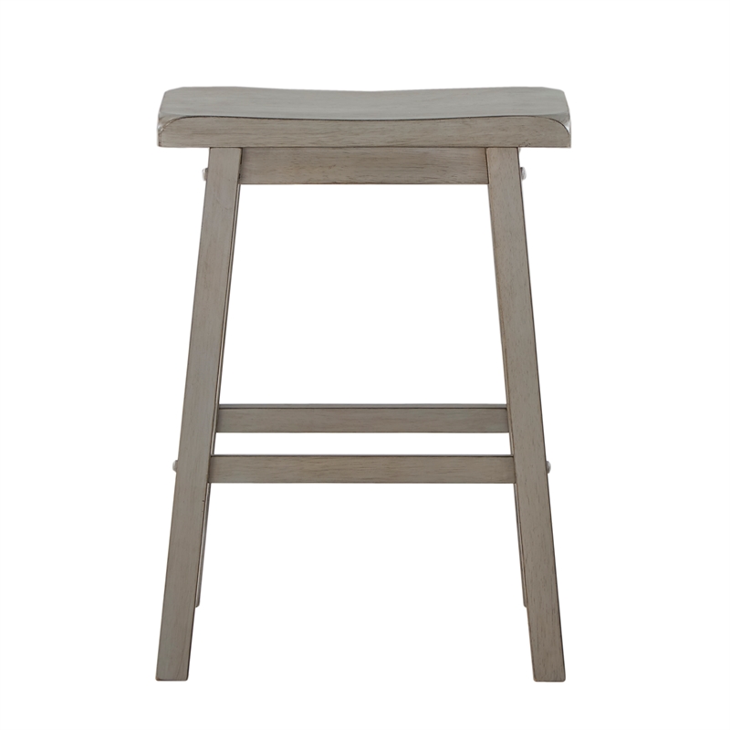 iNSPIRE Q Saddleback Wood Counter Height Stools (Set of 2) in Antique Gray