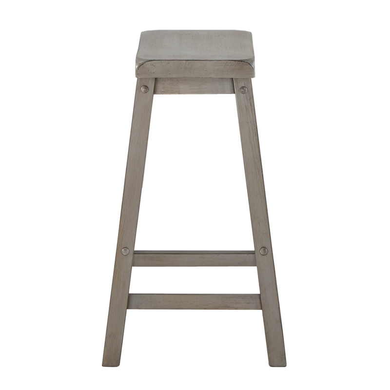 iNSPIRE Q Saddleback Wood Counter Height Stools (Set of 2) in Antique Gray
