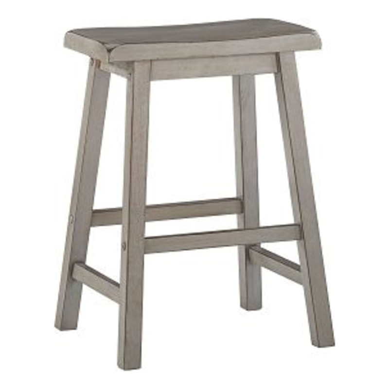 iNSPIRE Q Saddleback Wood Counter Height Stools (Set of 2) in Antique Gray