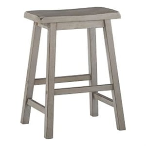 iNSPIRE Q Saddleback Wood Counter Height Stools (Set of 2) in Antique Gray