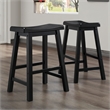 iNSPIRE Q Saddleback Wood Counter Height Stools (Set of 2) in Black Sand-Through