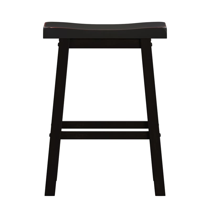 iNSPIRE Q Saddleback Wood Counter Height Stools (Set of 2) in Black Sand-Through