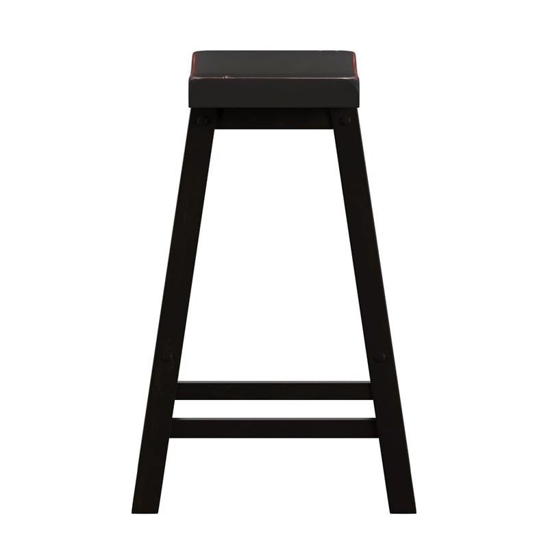 iNSPIRE Q Saddleback Wood Counter Height Stools (Set of 2) in Black Sand-Through