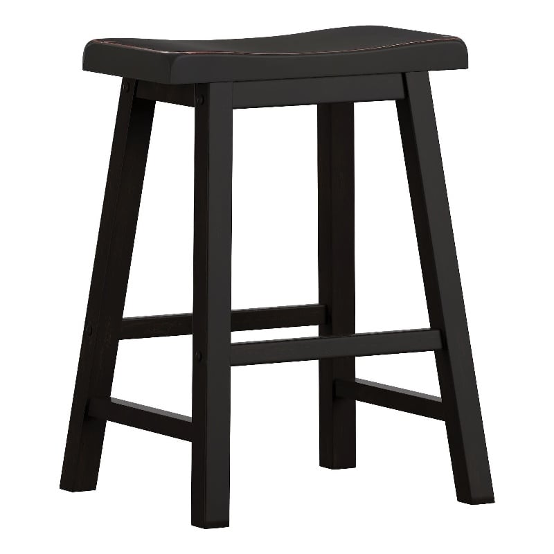 iNSPIRE Q Saddleback Wood Counter Height Stools (Set of 2) in Black Sand-Through