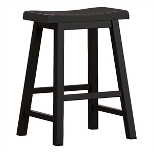 iNSPIRE Q Saddleback Wood Counter Height Stools (Set of 2) in Black Sand-Through