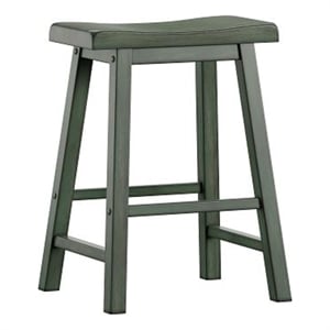 iNSPIRE Q Saddleback Wood Counter Height Stools (Set of 2) in Antique Sage Green