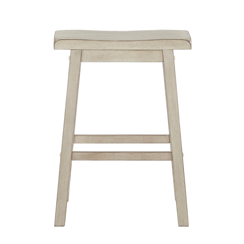 iNSPIRE Q Saddleback Wood Counter Height Stools (Set of 2) in Antique White