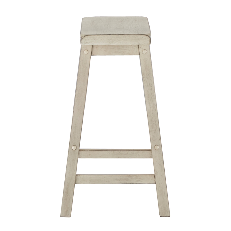 iNSPIRE Q Saddleback Wood Counter Height Stools (Set of 2) in Antique White