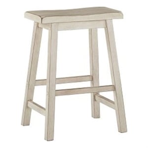 iNSPIRE Q Saddleback Wood Counter Height Stools (Set of 2) in Antique White