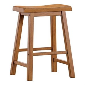 iNSPIRE Q Saddleback Wood Counter Height Stools (Set of 2) in Oak