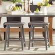 iNSPIRE Q Saddleback Wood Counter Height Stools (Set of 2) in Frost Gray