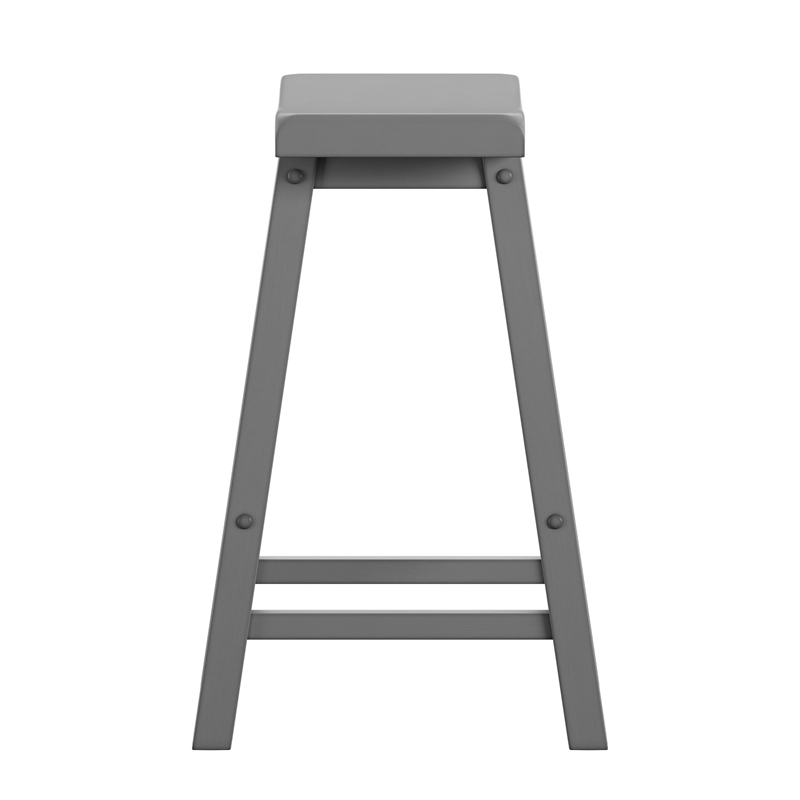 iNSPIRE Q Saddleback Wood Counter Height Stools (Set of 2) in Frost Gray