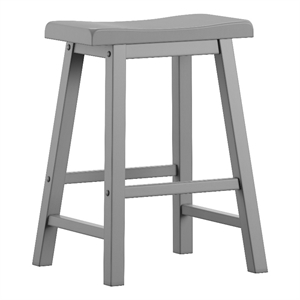 iNSPIRE Q Saddleback Wood Counter Height Stools (Set of 2) in Frost Gray