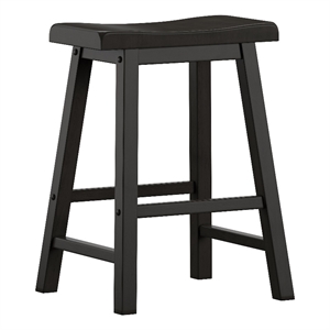 iNSPIRE Q Saddleback Wood Counter Height Stools (Set of 2) in Vulcan Black