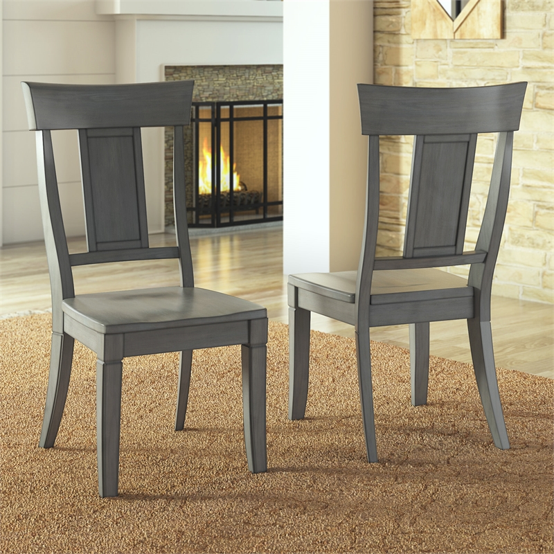 iNSPIRE Q Panel Back Wood Dining Chairs (Set of 2) in Antique Gray