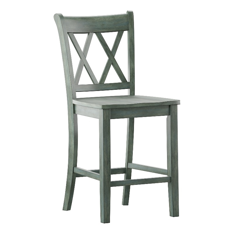 iNSPIRE Q Double X-Back Wood Counter Height Chairs (Set of 2) in Sage Green