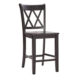 iNSPIRE Q Double X-Back Wood Counter Height Chairs (Set of 2) in Antique Black