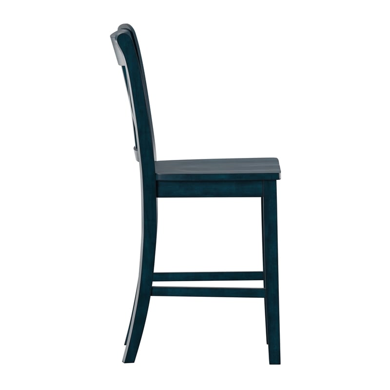iNSPIRE Q Double X-Back Wood Counter Height Chairs (Set of 2) in Denim Blue