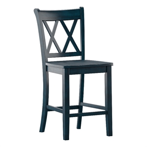 iNSPIRE Q Double X-Back Wood Counter Height Chairs (Set of 2) in Denim Blue