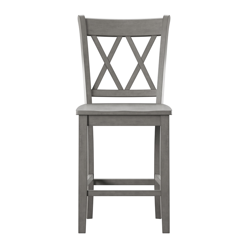 iNSPIRE Q Double X-Back Wood Counter Height Chairs (Set of 2) in Antique Gray