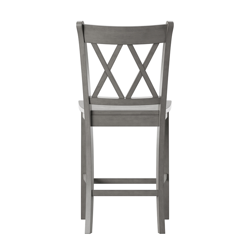 iNSPIRE Q Double X-Back Wood Counter Height Chairs (Set of 2) in Antique Gray
