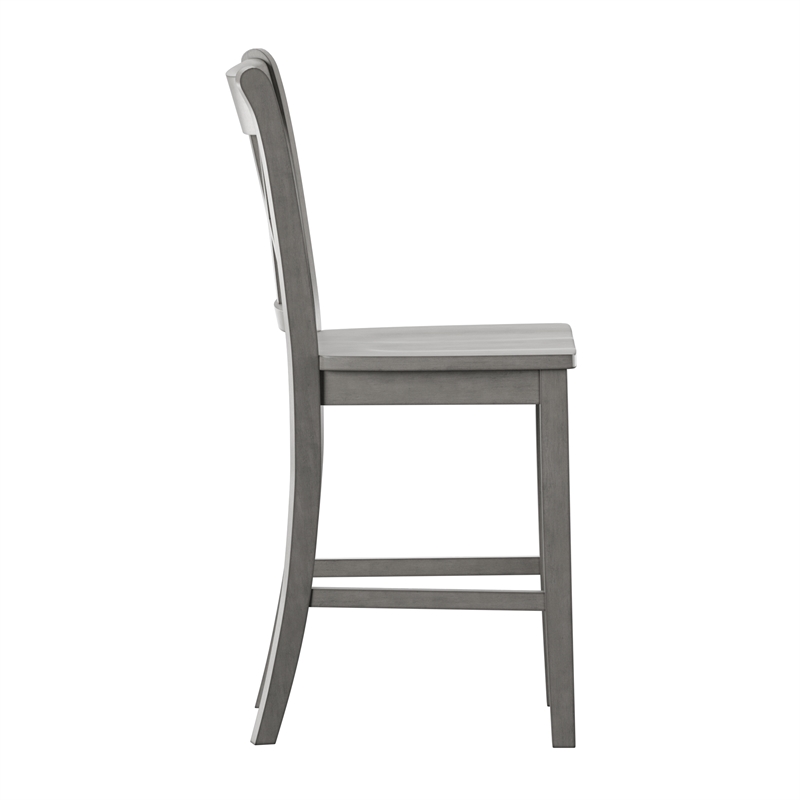 iNSPIRE Q Double X-Back Wood Counter Height Chairs (Set of 2) in Antique Gray