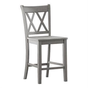 iNSPIRE Q Double X-Back Wood Counter Height Chairs (Set of 2) in Antique Gray