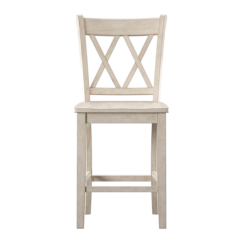 iNSPIRE Q Double X-Back Wood Counter Height Chairs (Set of 2) in Antique White