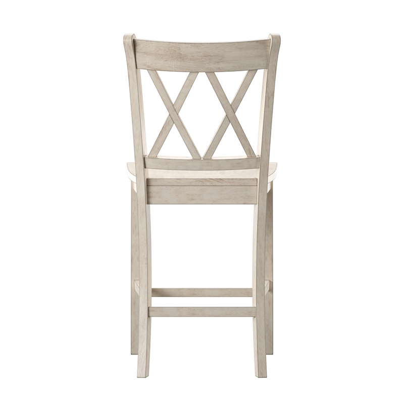 iNSPIRE Q Double X-Back Wood Counter Height Chairs (Set of 2) in Antique White