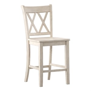 iNSPIRE Q Double X-Back Wood Counter Height Chairs (Set of 2) in Antique White