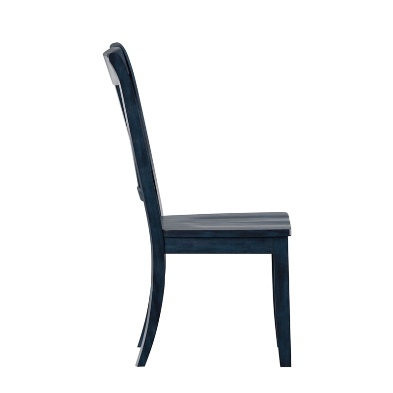 iNSPIRE Q Double X Back Wood Dining Chairs (Set of 2) in Dark Denim Blue