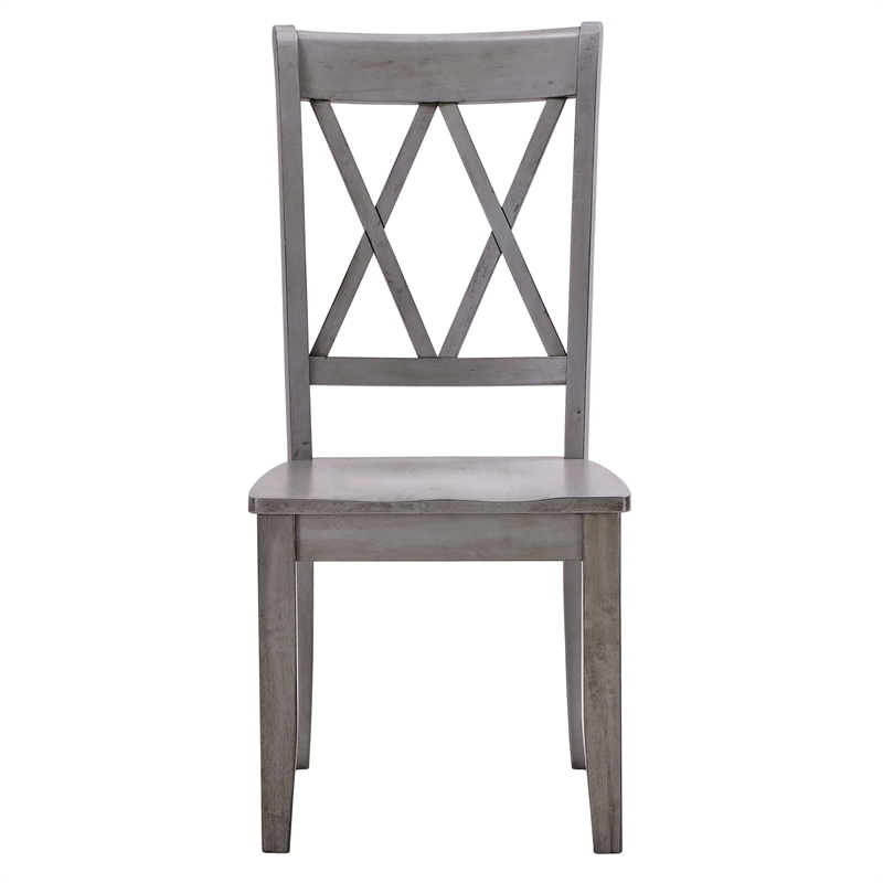 iNSPIRE Q Double X Back Wood Dining Chairs (Set of 2) in Antique Gray
