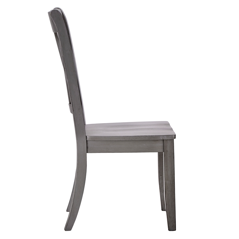iNSPIRE Q Double X Back Wood Dining Chairs (Set of 2) in Antique Gray