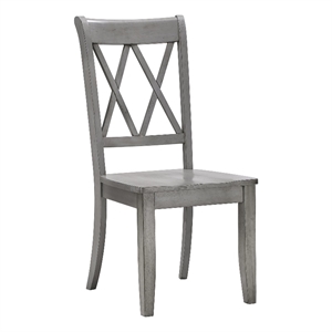 iNSPIRE Q Double X Back Wood Dining Chairs (Set of 2) in Antique Gray