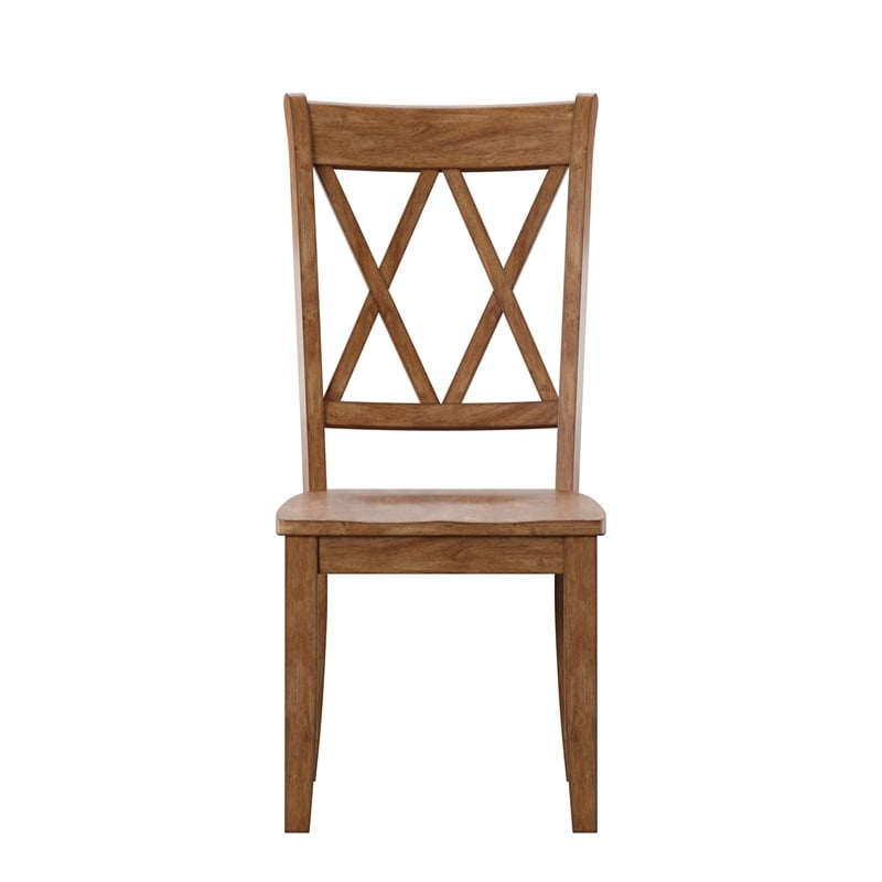 iNSPIRE Q Double X Back Wood Dining Chairs (Set of 2) in Oak