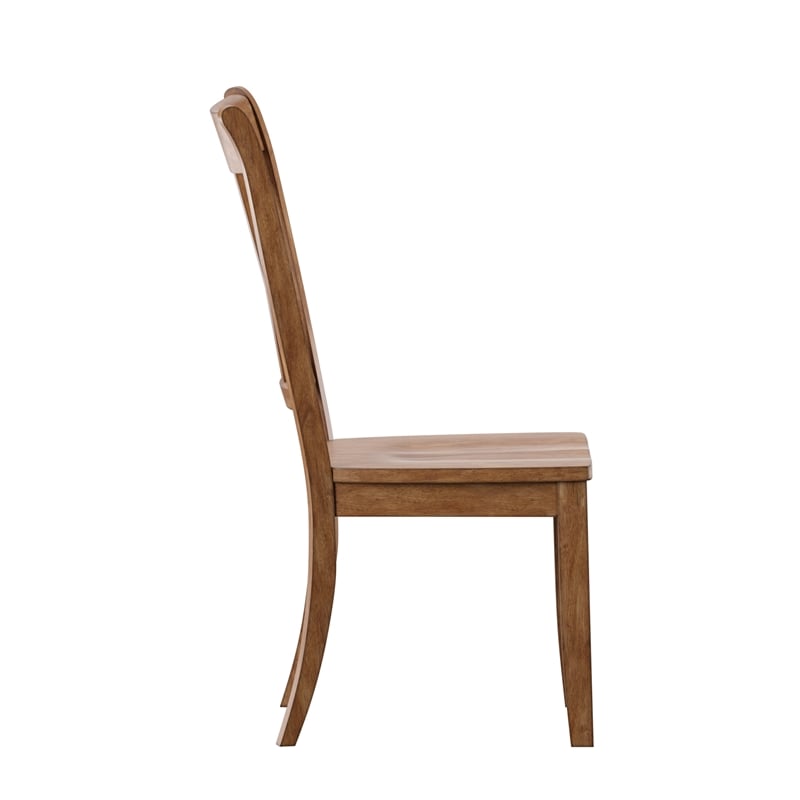 iNSPIRE Q Double X Back Wood Dining Chairs (Set of 2) in Oak