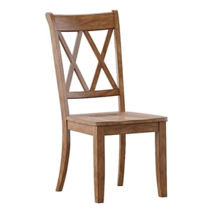 iNSPIRE Q Double X Back Wood Dining Chairs (Set of 2) in Oak