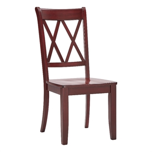 iNSPIRE Q Double X Back Wood Dining Chairs (Set of 2) in Antique Berry Red